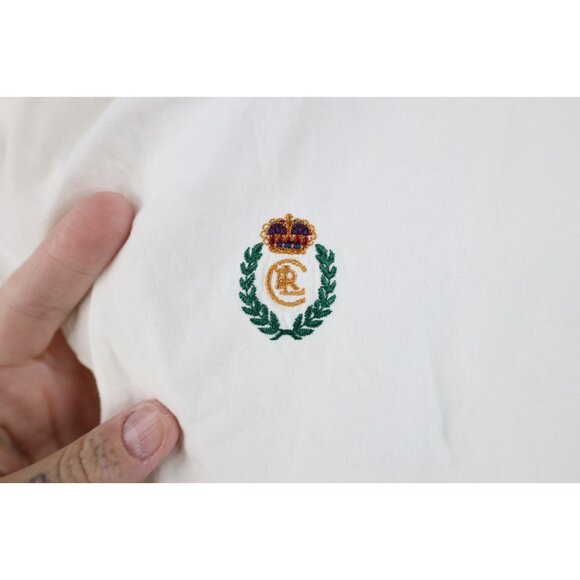 Vtg 90s Chaps Ralph Lauren Mens L Crest Short Sleeve Collared Button Down Shirt - Picture 4 of 12